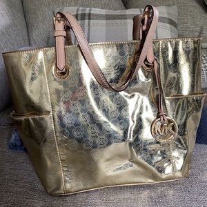 Michael Kors gold tote purse